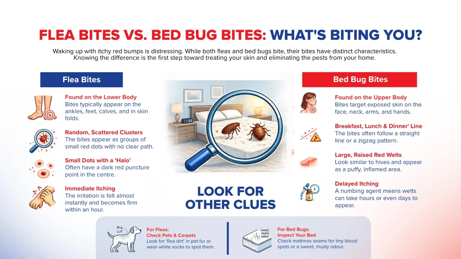 bedbug bites vs flea bites